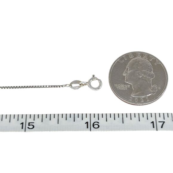 Vintage Italy Sterling Silver 925 1mm Box Chain Necklace 16" - Picture 2 of 3